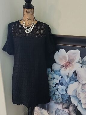 Banana Republic Black Lace Shift Mini Dress